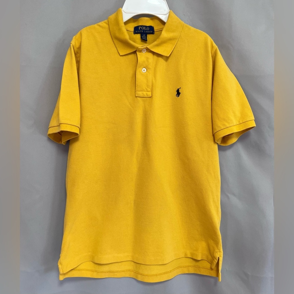 Polo Ralph‎ Lauren Custom Fit Polo Shirt boys  Size XL Yellow Blue Pony Logo
